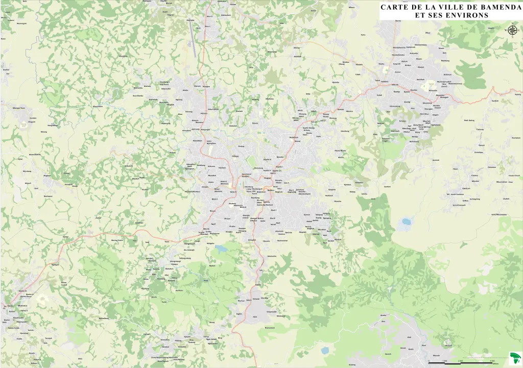 Carte de la ville de Bamenda et ses environs