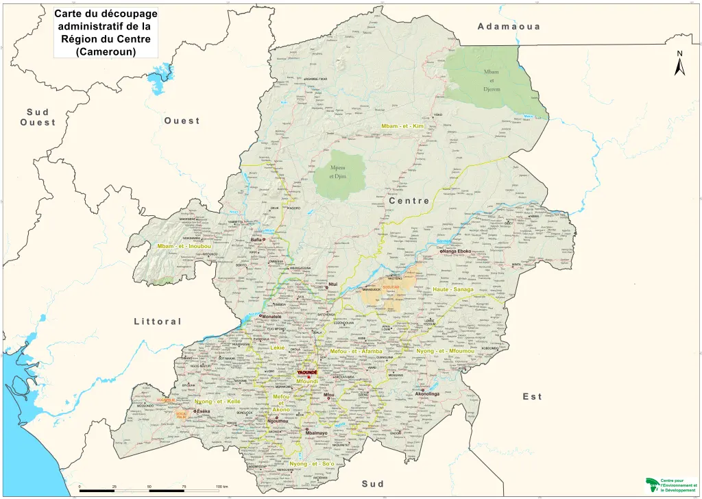 Carte du découpage administratif de la Région du Centre