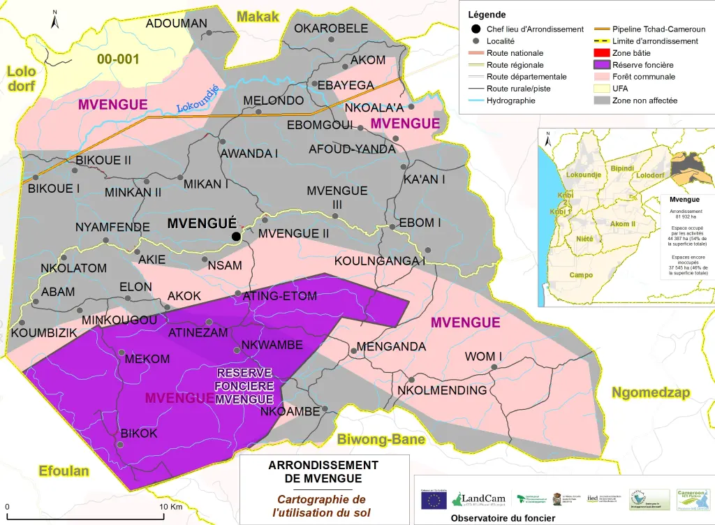Cartographie de l'utilisation du sol dans l'arrondissement de Mvengue