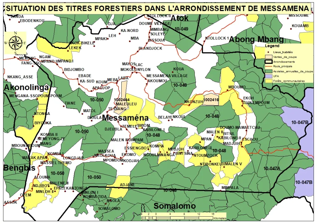 Situation des titres forestiers dans l'arrondissement de Messamena