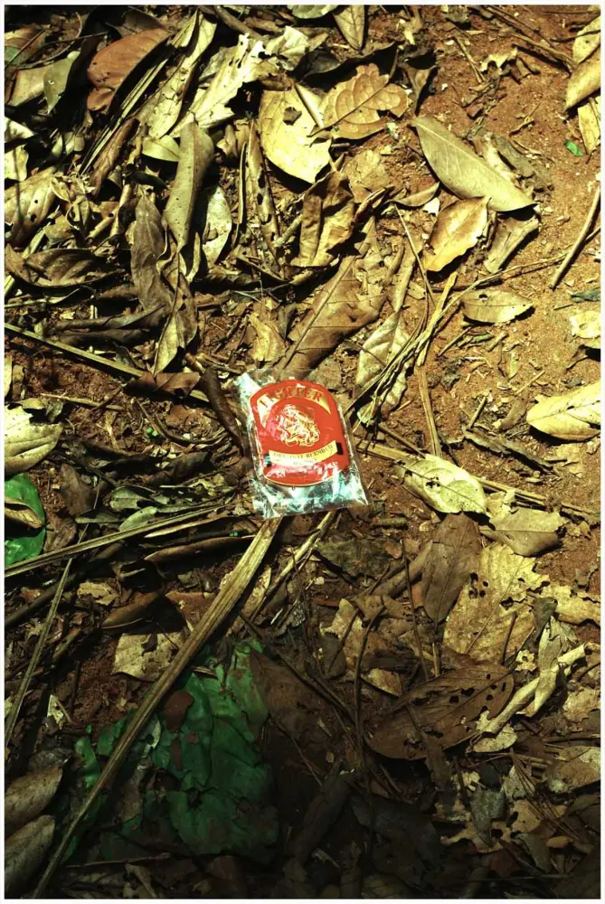 Sachet d'alcool abandonné au sol