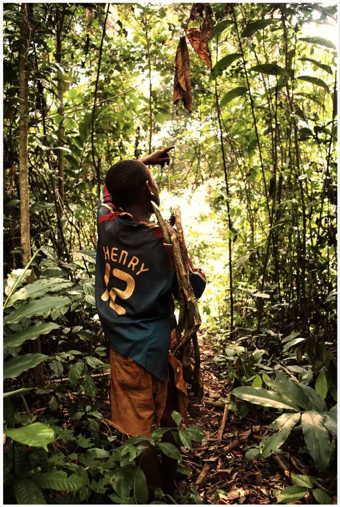 Enfant sur un sentier forestier