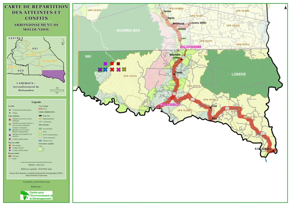Carte des Conflits et Atteintes par arrondissement A3 Moloundou