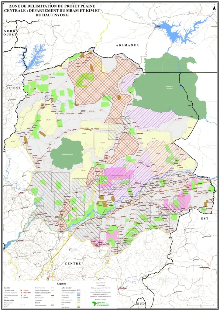 Carte de délimitation du projet Plaine Centrale dans le Centre