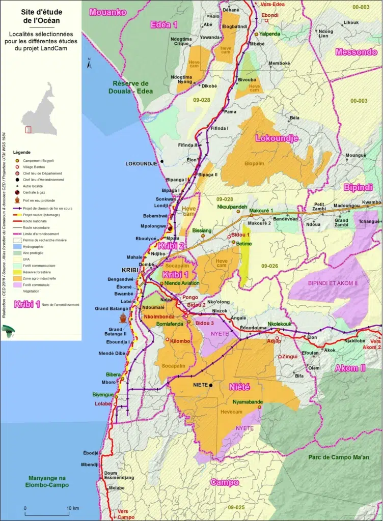 Localités sélectionnées pour l’étude dans l’Océan