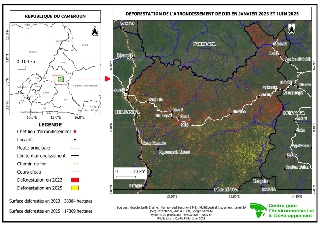 Déforestation de l’arrondissement de Dir, janvier 2023 et juin 2025