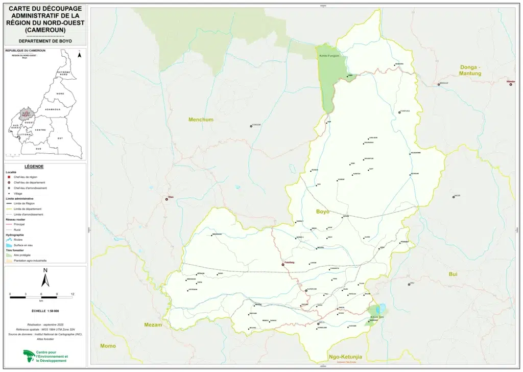 Carte des départements du Nord-Ouest Boyo