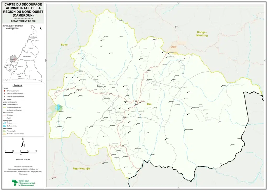 Carte des départements du Nord-Ouest Bui