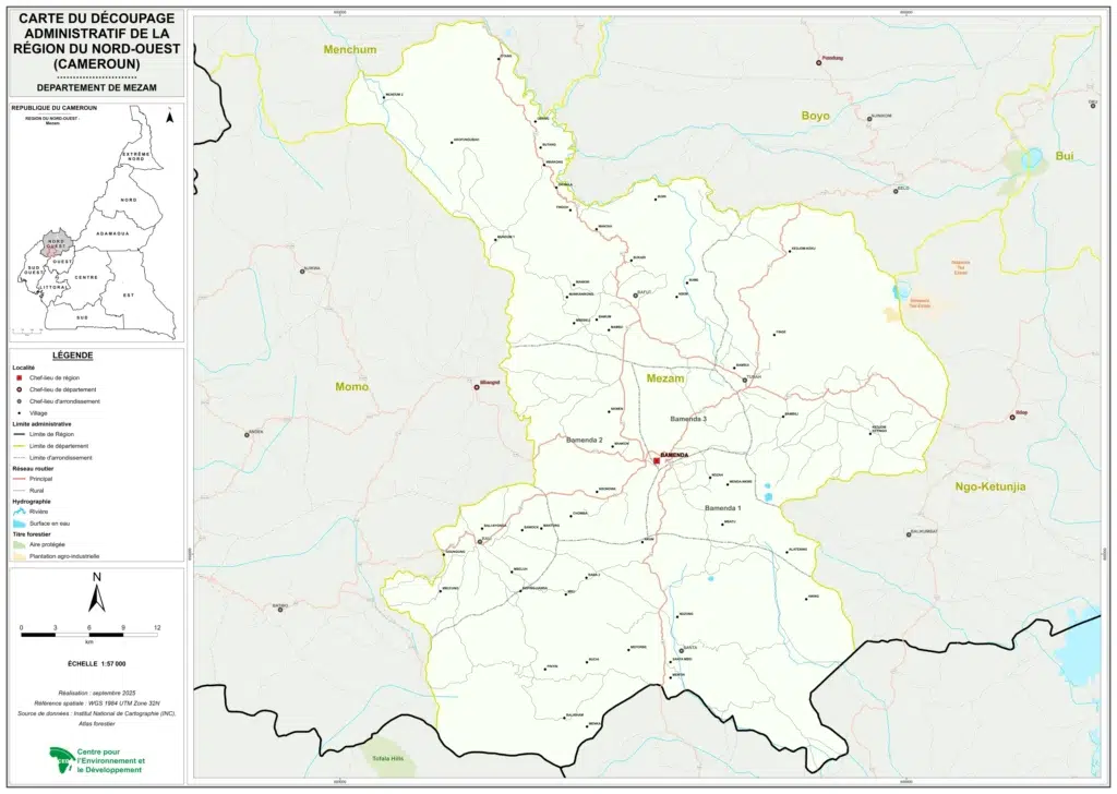 Carte des départements du Nord-Ouest Mezam