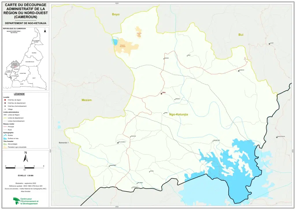 Carte des départements du Nord-Ouest Ngo Ketunjia
