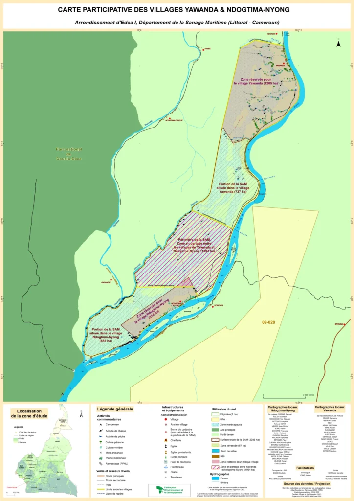 Carte participative des villages Yawanda et Ndotima Nyong (juillet 2021)